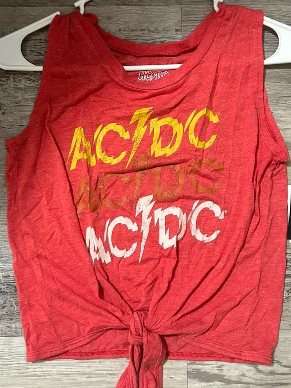 AC/DC Red Tank Top with Yellow & White Logo (NWT)